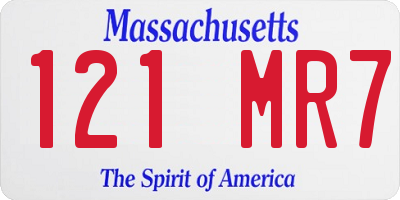 MA license plate 121MR7