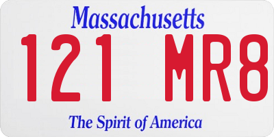 MA license plate 121MR8