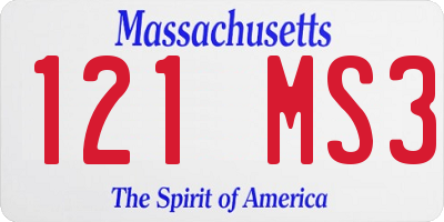 MA license plate 121MS3