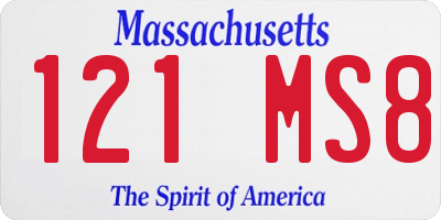 MA license plate 121MS8
