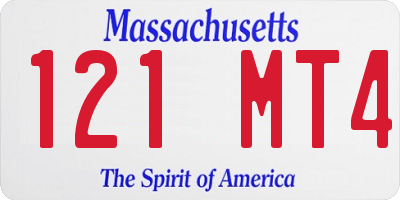 MA license plate 121MT4