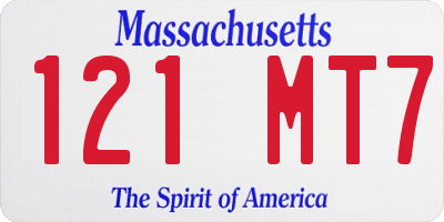 MA license plate 121MT7