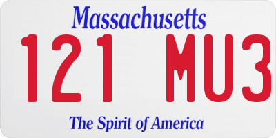 MA license plate 121MU3