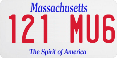 MA license plate 121MU6