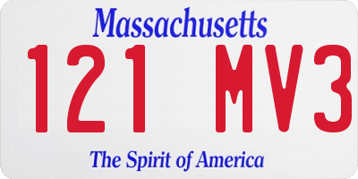 MA license plate 121MV3