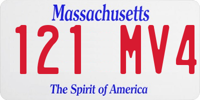 MA license plate 121MV4
