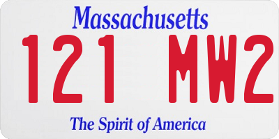MA license plate 121MW2