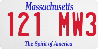 MA license plate 121MW3