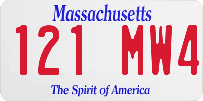 MA license plate 121MW4
