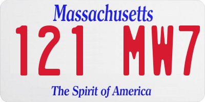 MA license plate 121MW7