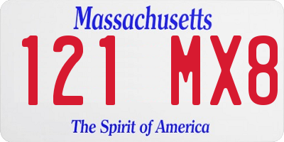 MA license plate 121MX8