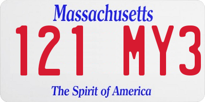 MA license plate 121MY3