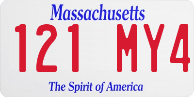 MA license plate 121MY4