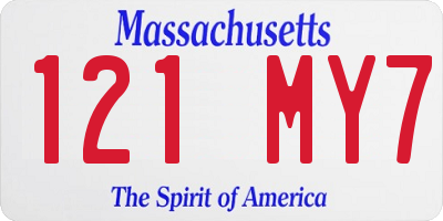 MA license plate 121MY7
