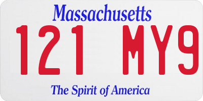 MA license plate 121MY9