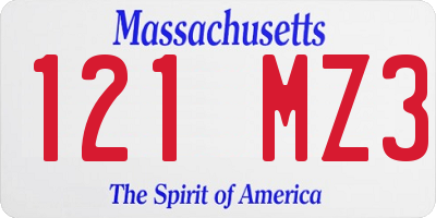 MA license plate 121MZ3