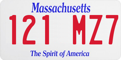 MA license plate 121MZ7