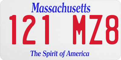 MA license plate 121MZ8