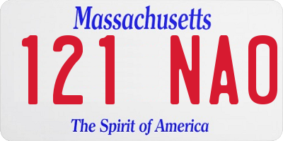 MA license plate 121NA0