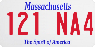 MA license plate 121NA4