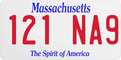 MA license plate 121NA9
