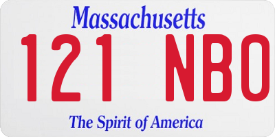 MA license plate 121NB0