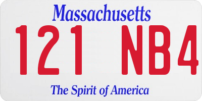 MA license plate 121NB4