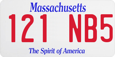 MA license plate 121NB5
