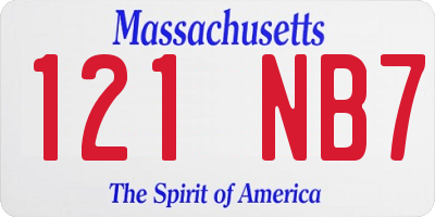 MA license plate 121NB7
