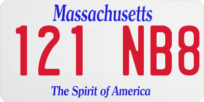 MA license plate 121NB8