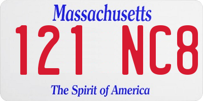 MA license plate 121NC8