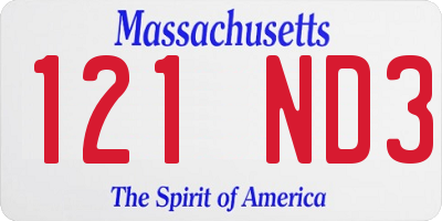 MA license plate 121ND3