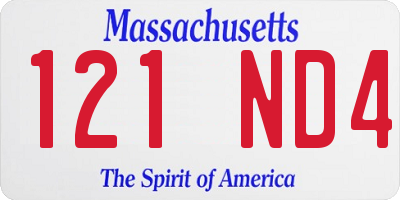 MA license plate 121ND4