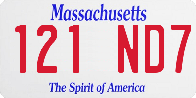 MA license plate 121ND7