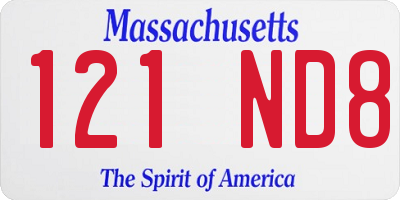 MA license plate 121ND8