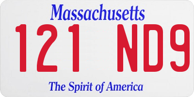 MA license plate 121ND9