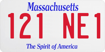 MA license plate 121NE1