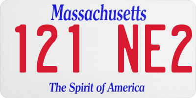 MA license plate 121NE2