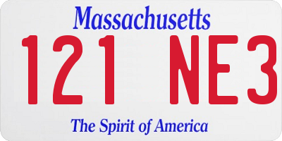 MA license plate 121NE3