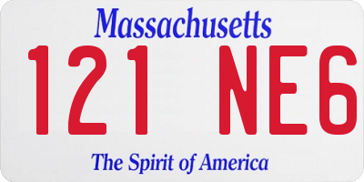MA license plate 121NE6