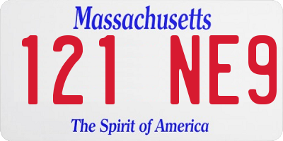 MA license plate 121NE9