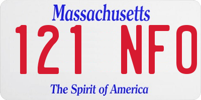 MA license plate 121NF0