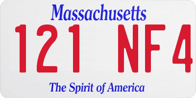 MA license plate 121NF4