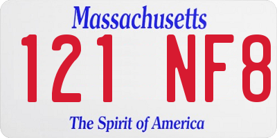 MA license plate 121NF8