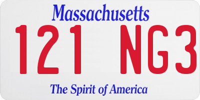 MA license plate 121NG3