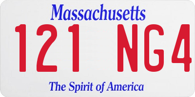 MA license plate 121NG4