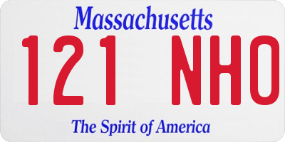 MA license plate 121NH0