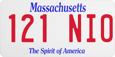 MA license plate 121NI0