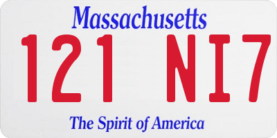 MA license plate 121NI7