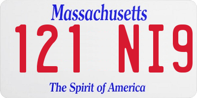 MA license plate 121NI9